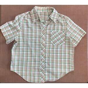 vintage plaid short sleeve unisex button up multi collared shirt
